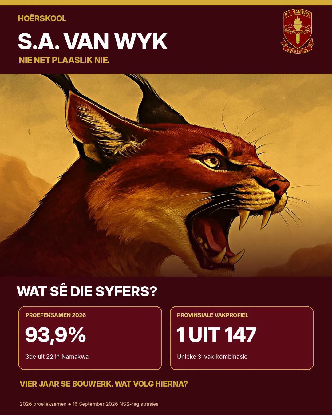 S.A. Van Wyk blink uit met 93,9% in proefeksamens