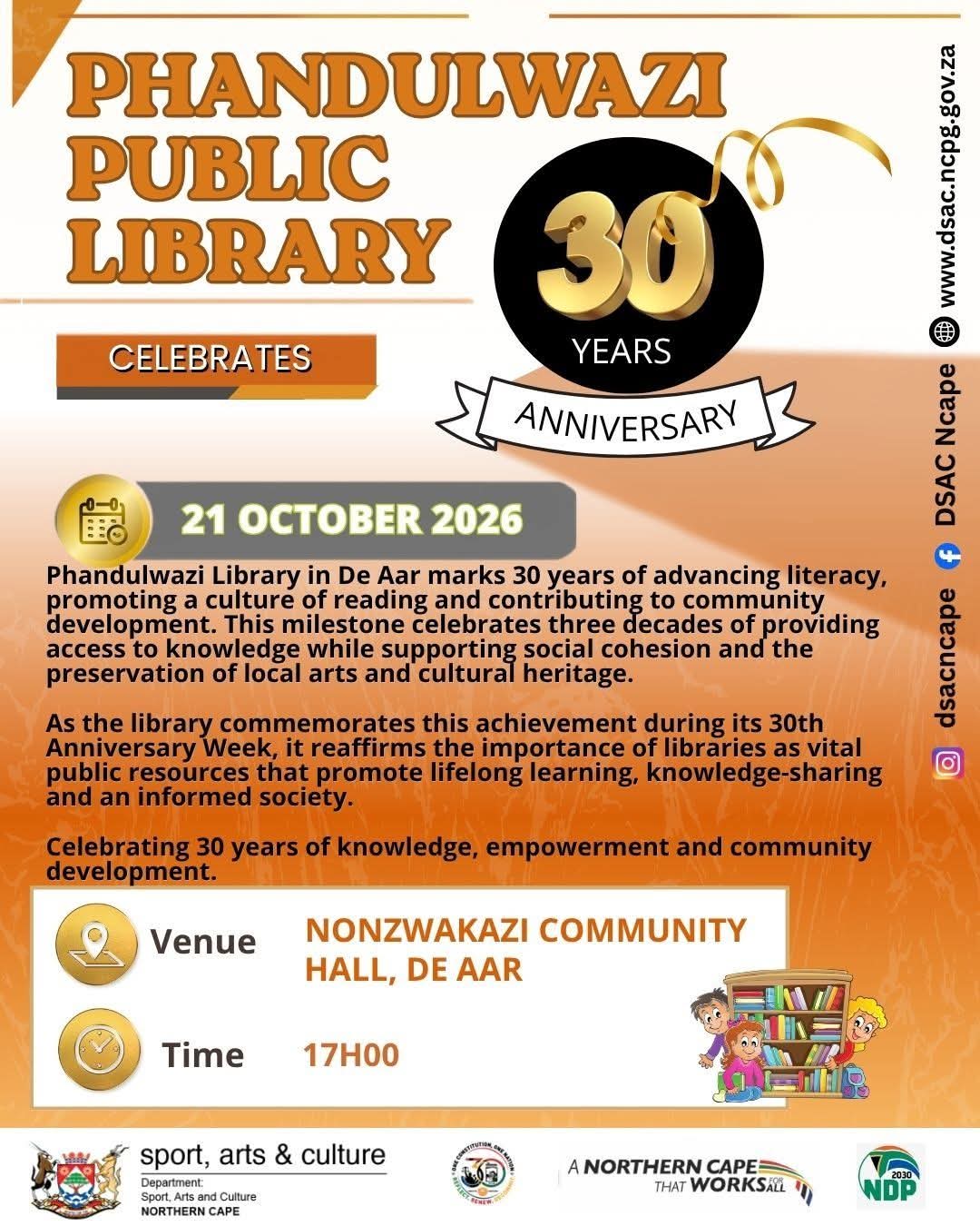 Phandulwazi-biblioteek vier 30 jaar van kennis